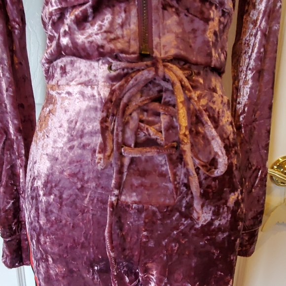Mauve crushed velvet jogger set NWOT S, M, L - Picture 7 of 8